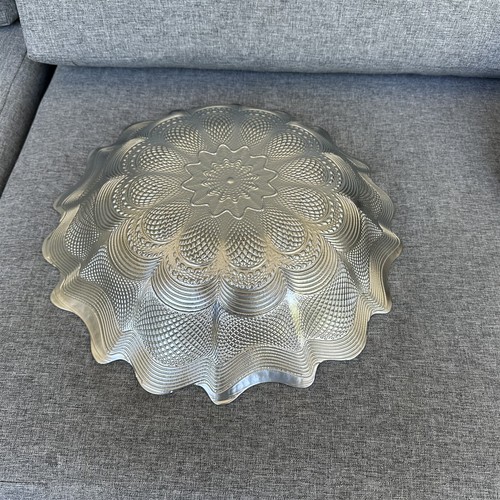 Glass Bowl Centerpiece Decorative Green Silver Azurra Turkey 16" Diameter - Picture 6 of 7