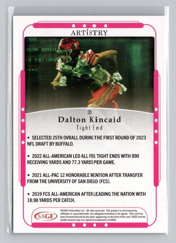 2023 SAGE FOOTBALL Artistry Pick Your Cards - Picture 21 of 61