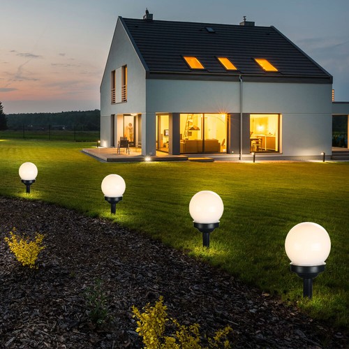 3er Set LED Außen Solar Leuchten Kugel Design Garten Veranda Steck Strahler - Bild 5 von 12