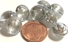 8 Small Domed Translucent Clear Plastic Shank Buttons Almost 1/2" 12mm 12412
