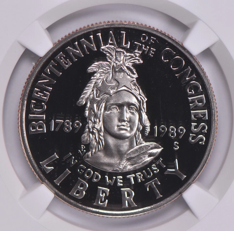 Proof 9.9 UCam 1989-S Congress Bicentennial Commemorative Half Dollar NGC X NGCX - Image 3 of 4
