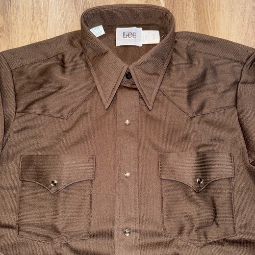 Vtg Lee Pearl Snap Shirt Western Rockabilly Polyester NOS 1970s XL Mens 16.5 33 - Picture 12 of 21