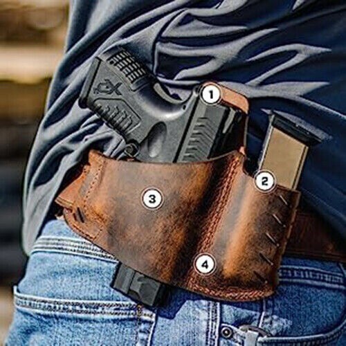 Leather Gun Holster Tactical Concealed Carry Weapon Pistol Handgun Holder GB - Picture 1 of 7