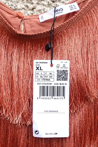 Mango Rose/Copper Layered Fringe Crop Top. Size XL - Picture 4 of 10