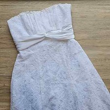 David's Bridal Floral Lace Empire Waist Tea Length Wedding Dress 2 