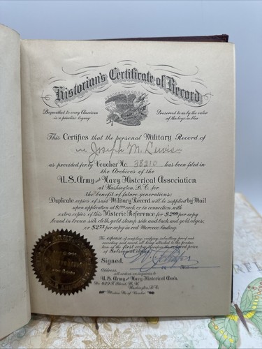 Antique Military Record & With Historic Reference Book for Joseph M Lewis - Imagen 11 de 17