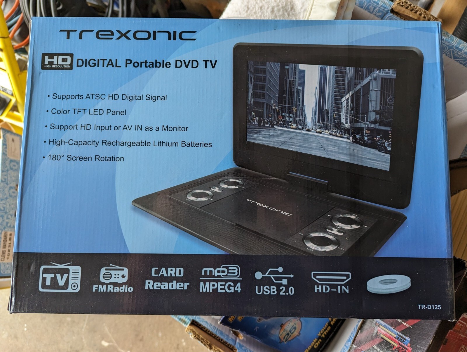 Trexonic 12.5" Portable TV DVD Player w/TFT LED Screen & USB/HDMI