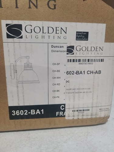 Golden Lighting Duncan 4.875 in. 1-Light Chrome Vanity Light 3602-BA1 CH-AB - Picture 2 of 4