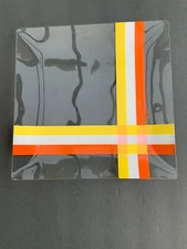 Georges Briard Serving Tray Glass MCM Signed Cabana Orange Sloped 12” RARE