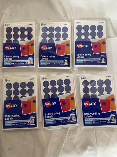 Lot Of (6) Avery Color Coding Labels #5469 Blue 1008 (6048) Count - Picture 2 of 9