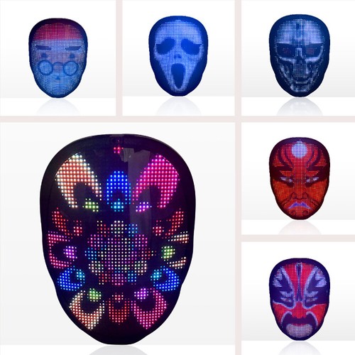 LED Mask Halloween Light Up Mask Kid Men Women Dj Masks Costume Party Cosplay DE - Bild 12 von 12