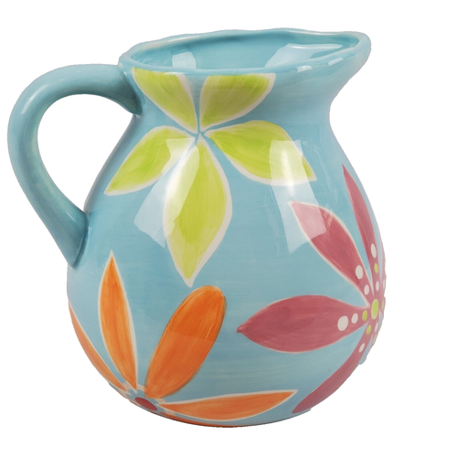 Brocca per bevande in terracotta Feelin Groovy By Studio D 8" dipinta a mano 80 oz - Foto 3 di 9