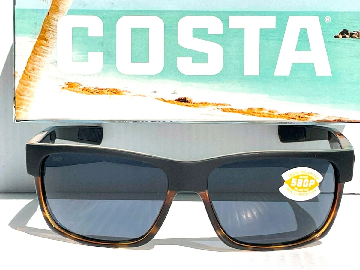 COSTA Del Mar HALF MOON Matte Black Tort POLARIZED Gray 580P 