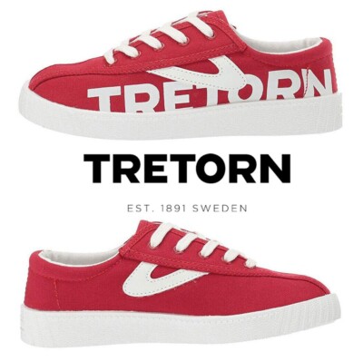 New TRETORN Nylite Insignia Casual Sneaker Red White Kids Boys Size US 4 / EU 35