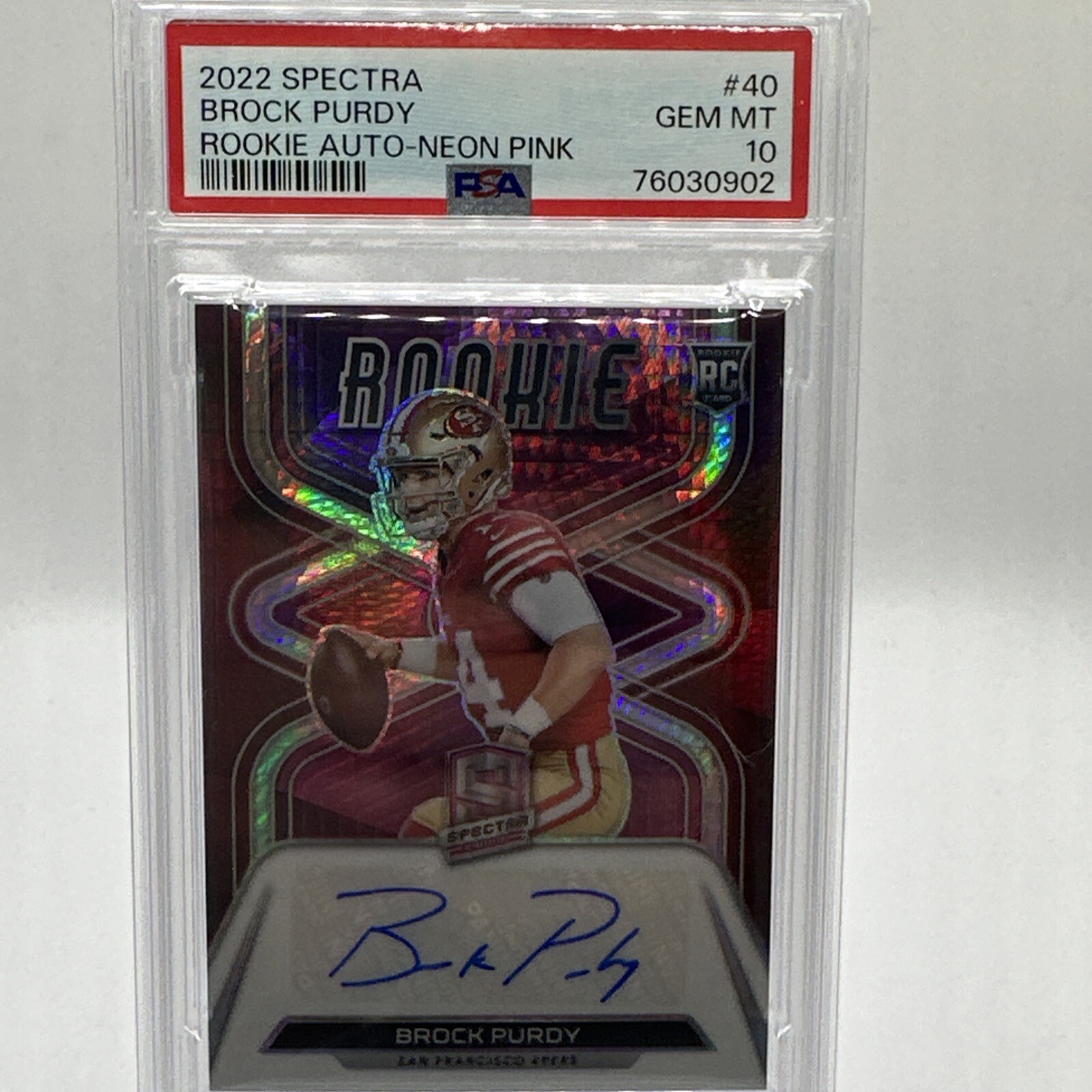 Brock Purdy Panini Spectra Rookie Autographs #40 Neon Pink