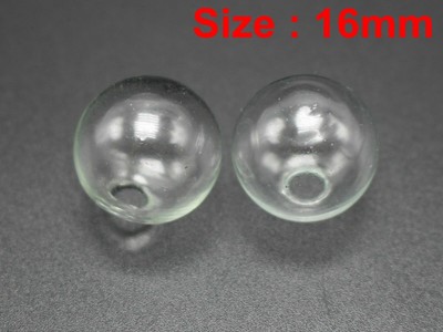 20 Clear Lightbulb Globe Glass Bottle Vial With Hole 16mm For Pendants