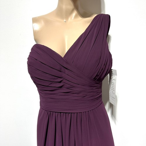 Bill Levkoff Bridesmaid Dress 492 Eggplant Purple Size 8 One Shoulder Prom NWT - Picture 7 of 11