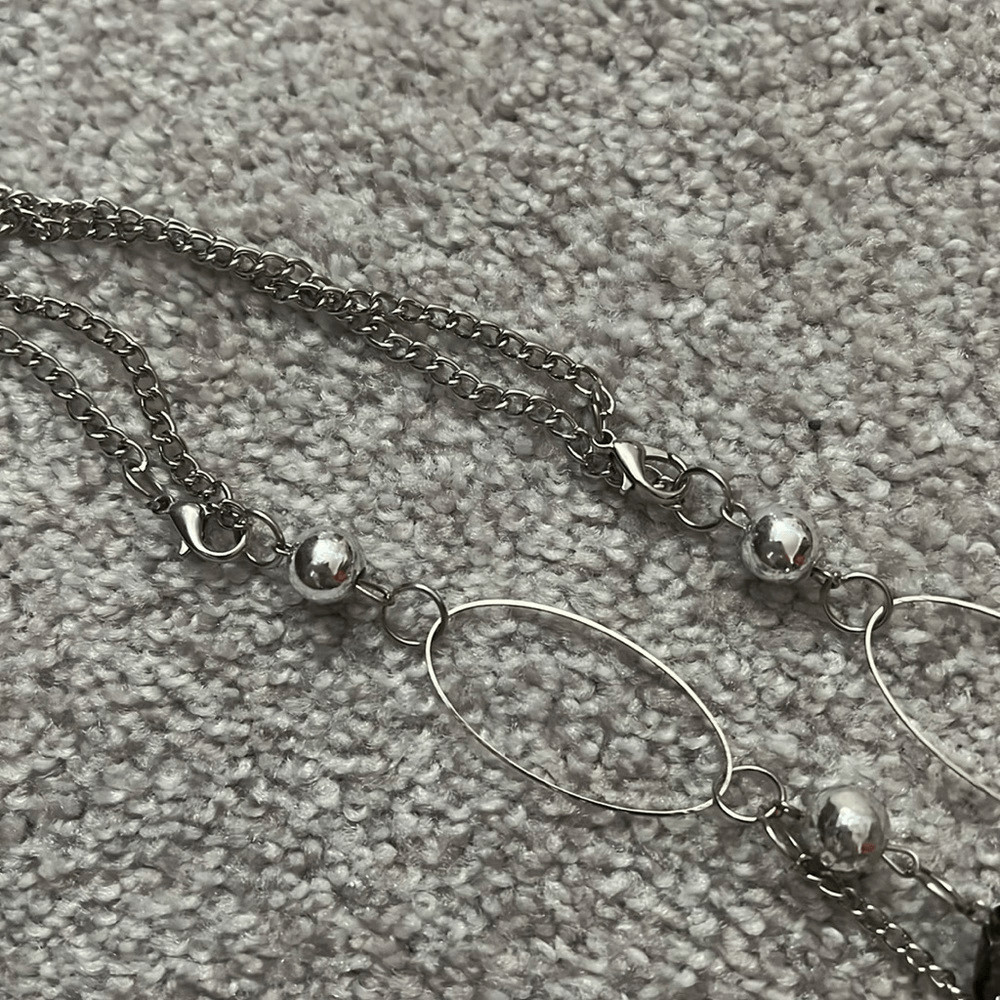 Silver and Purple Statement Multi Layer Necklace - image 3