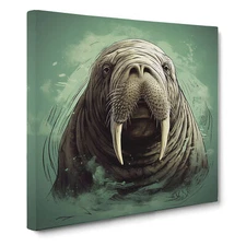 Walrus Digital Art Canvas Wall Art Print Framed Picture Home Decor Living Room