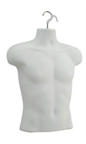 Shirt Torso Forms 10 Molded Man Frosted Fits S-L Hanging Male Mannequin White - Picture 2 of 13