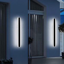 2 Pack Modern LED Outdoor Wall Sconce, IP65 Waterproof, Black Minimalist Design