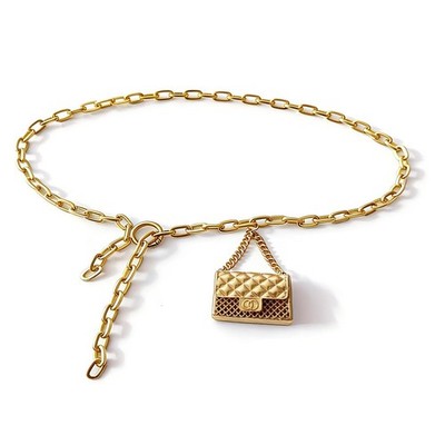 Gold Chain Waist Belt with Mini Bag new Gold Chain Belt for Women with Mini Purse - Adjustable 42  main image 3