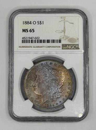 Beautiful Fluorescent Toned 1884-O Morgan Silver Dollar  MS-65 NGC 💎 SEE VID!