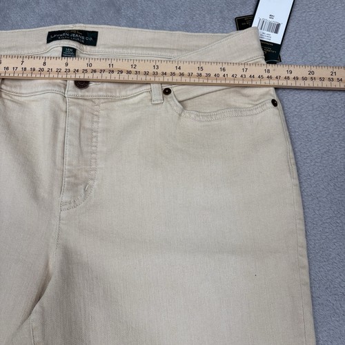 Ralph Lauren Jeans Hose hellbraun khaki Damengröße 14 W Stretch schlankmachend hoher Bund - Bild 9 von 12