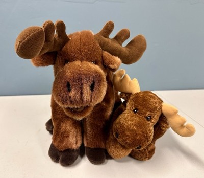 2 Mary Meyer Brown FlipFlops Cuddly Plush Moose - 1 Large 1 Small