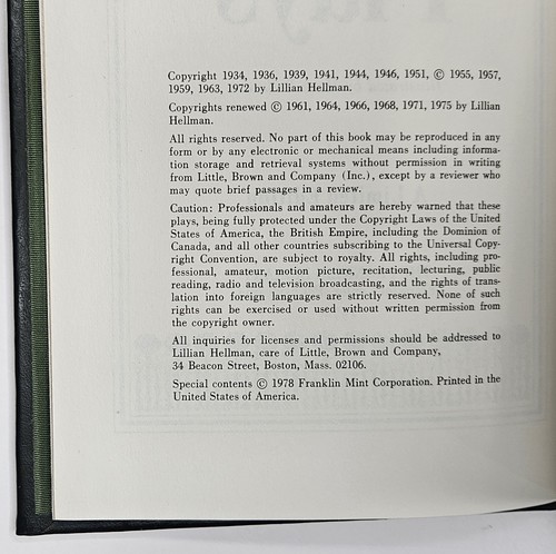Vintage 1978 Lillian Hellman Six Plays Leather Gilded Ltd. Ed. Franklin Library - Picture 10 of 18