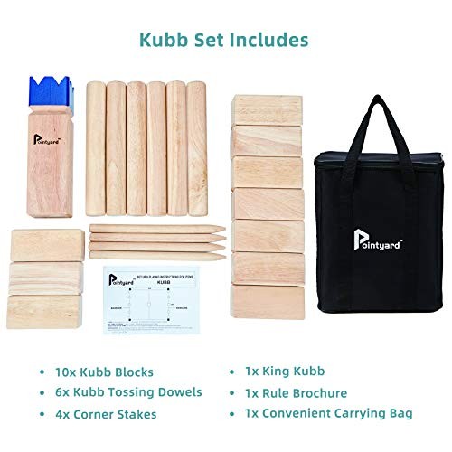 Kubb Yard Game Set, Kubb Game Set con Borsa da Trasporto - Legno 3 Pollici Kubb Blu - Foto 7 di 8
