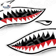 Flying Tigers Shark Mouth Teeth Vinyl Decal Sticker 2" Inches - 4 Pair 