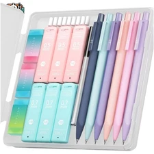 Stylish 6PCS Mechanical Pencil Set - 0.5mm & 0.7mm with 360PCS Leads & Erasers