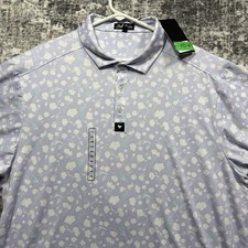 Bad Birdie Core Polo Mens 2XL Baby Lush Performance Stretch Lavender Floral