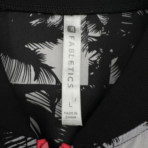 Fabletics Jacket Womens Large Black White Palm Print Full Zip Athletic Pockets - Picture 10 of 10