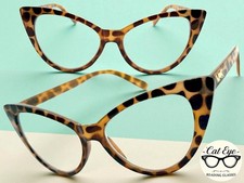 Classic 60's Retro Cat Eye Style READING EYE GLASSES READERS Leopard Frame 2.75