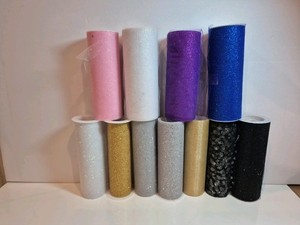 Lot 11 Partial Rolls Glitter Tulle Gold Silver White Black Purple Blue Pink