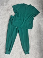 Figs Hunter Green Scrubs Set Casma 3 Pocket Top XXL  Zamora Jogger Pants XL