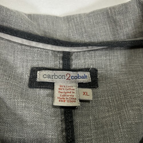 Carbon 2 Cobalt Blazer Mens XL Gray Linen Unstructured 4 Button Pockets Jacket - Picture 4 of 6