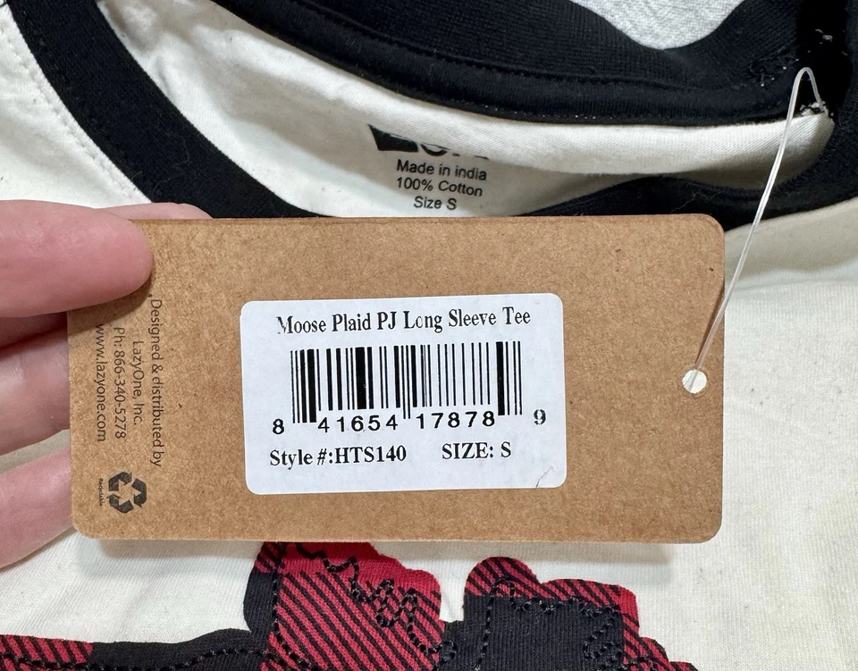 NWT Lazy One Moose Pajamas Set Size S Small Shirt & Pants Red Plaid Women’s - Image 4 of 4