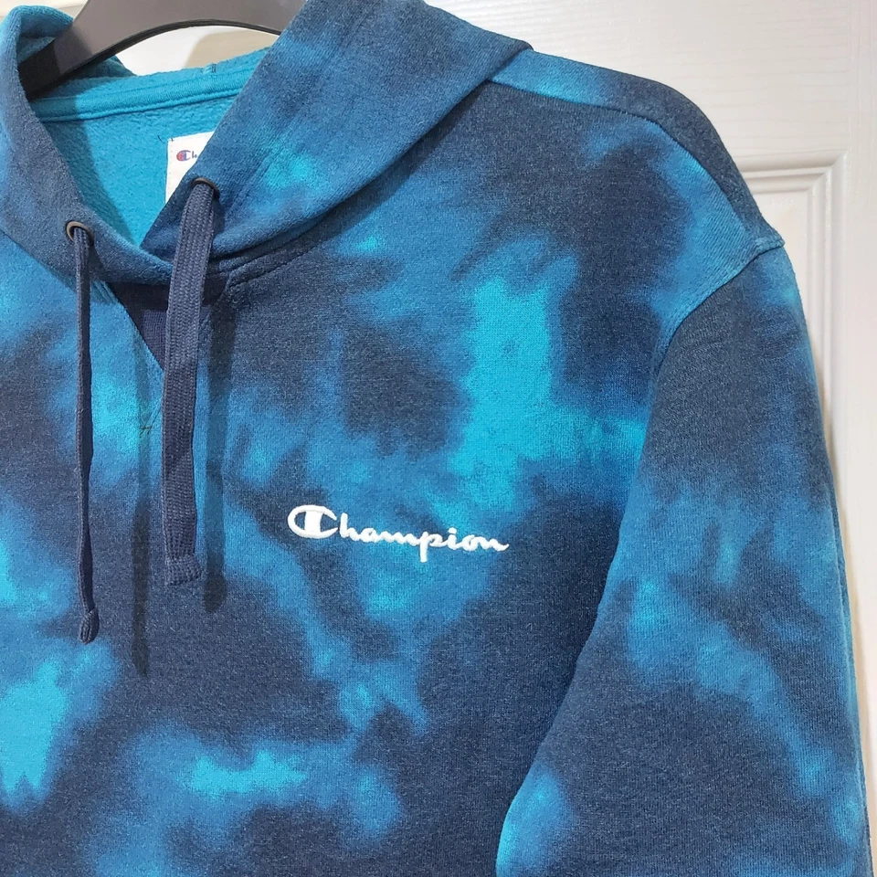 Sudadera con capucha polar vintage Champion tie dye manga larga azul para mujer talla M Foto 4 de 4