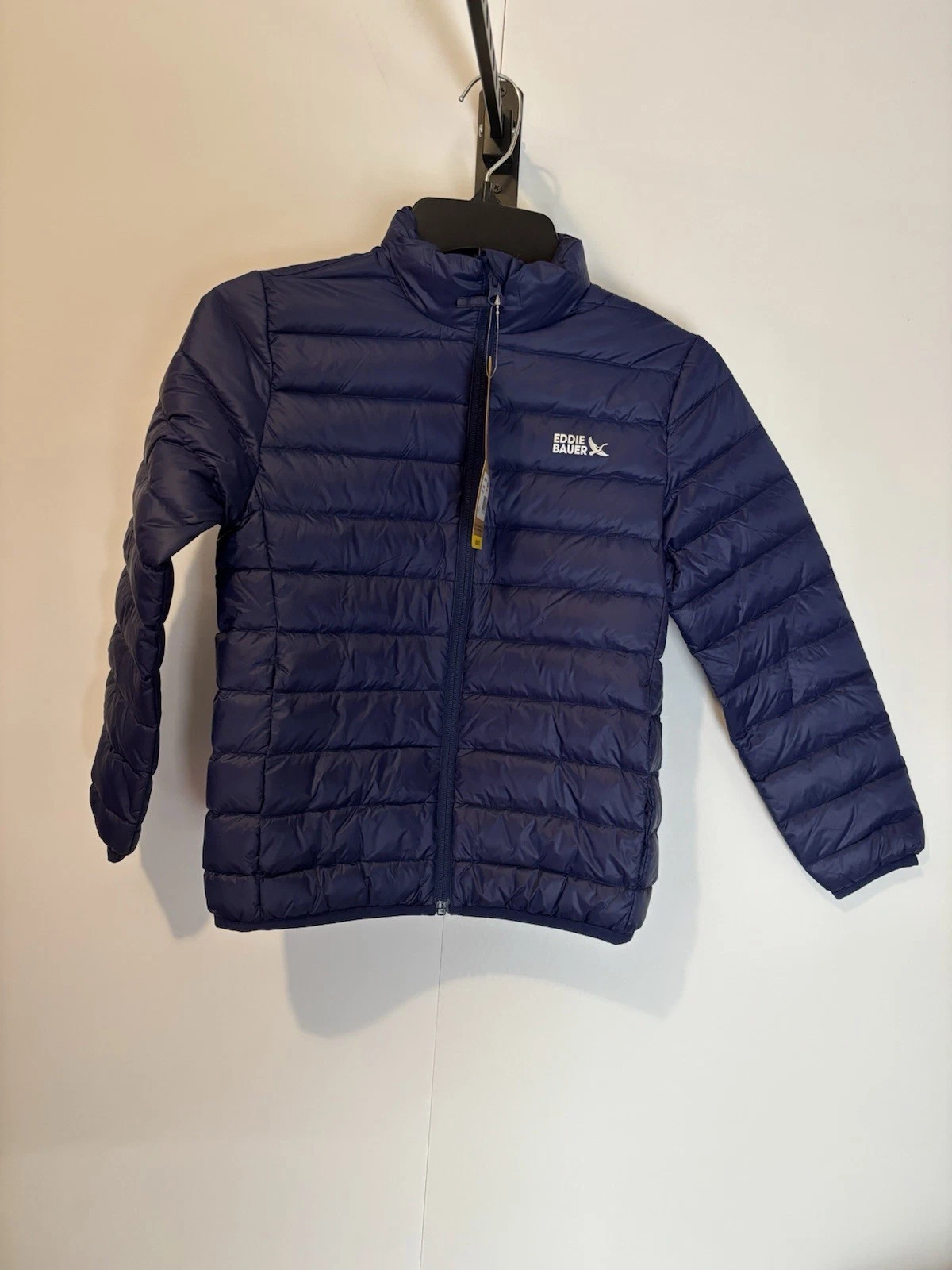 Eddie Bauer Kids Youth Down Packable Puffer Jacket Unisex M 7/8 Navy Blue NWT
