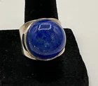 Solid 925 Sterling Silver Natural Blue Lapis Lazuli Gemstone Ring Size 8
