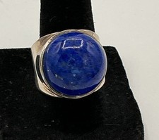 Solid 925 Sterling Silver Natural Blue Lapis Lazuli Gemstone Ring Size 8