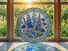 Custom Flower Stained Glass Suncatcher - Personalized Mom's Garden Decor