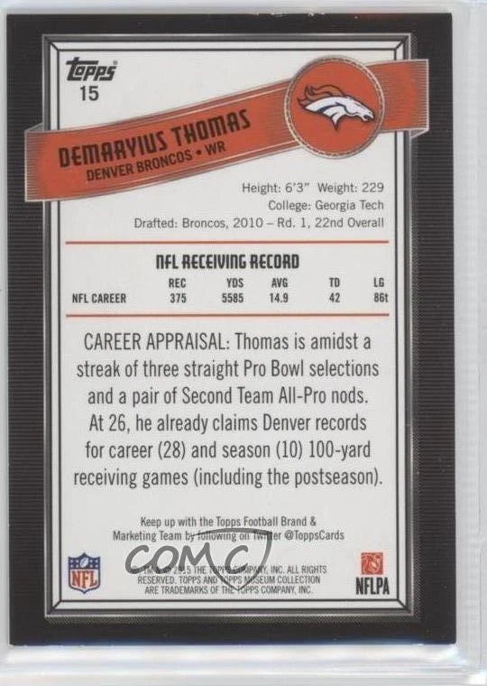 2015 Topps Museum Collection Copper Demaryius Thomas #15 - Image 2 of 2