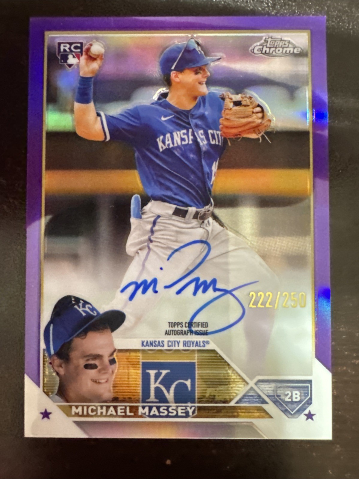 Michael Massey 2023 Topps Chrome Rookie Purple Refractor Auto /250 #RA-MM (RC)