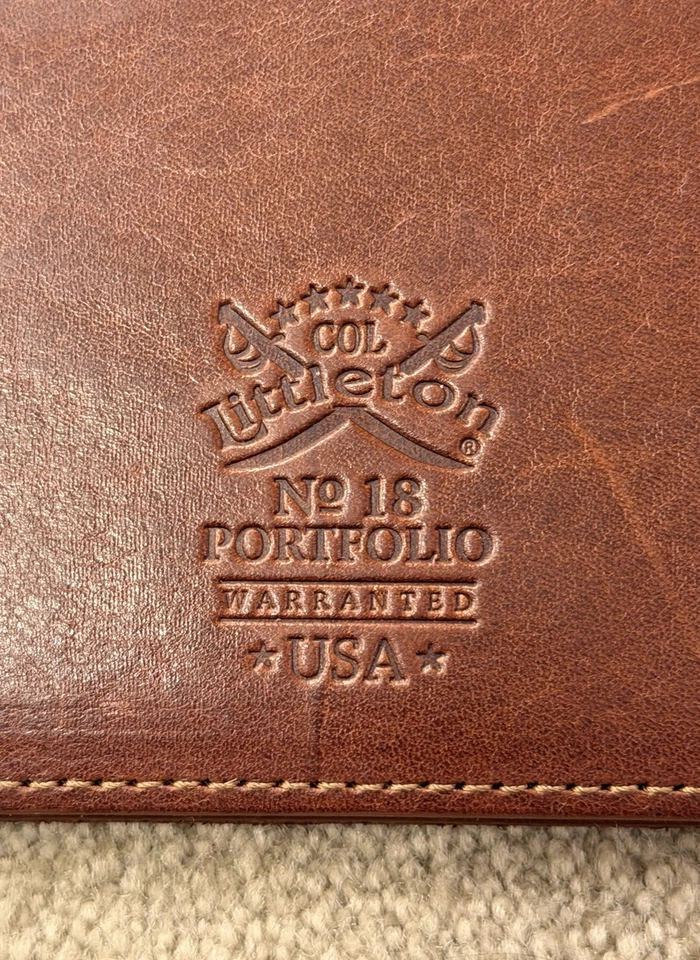 Coronel Littleton - No. Cartera de cuero 18 - cuero de tirón marrón - hecho en EE. UU. Foto 3 de 4