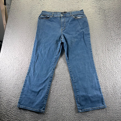 Izod Jeans Womens 14P Blue Cotton Denim Straight Baggy Workwear Utility Stretch