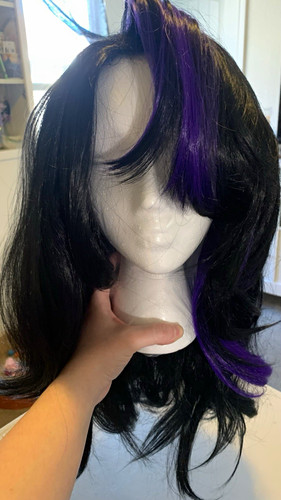 Black and Purple Shoulder Length Un-Styled Shinobu Kocho Wig